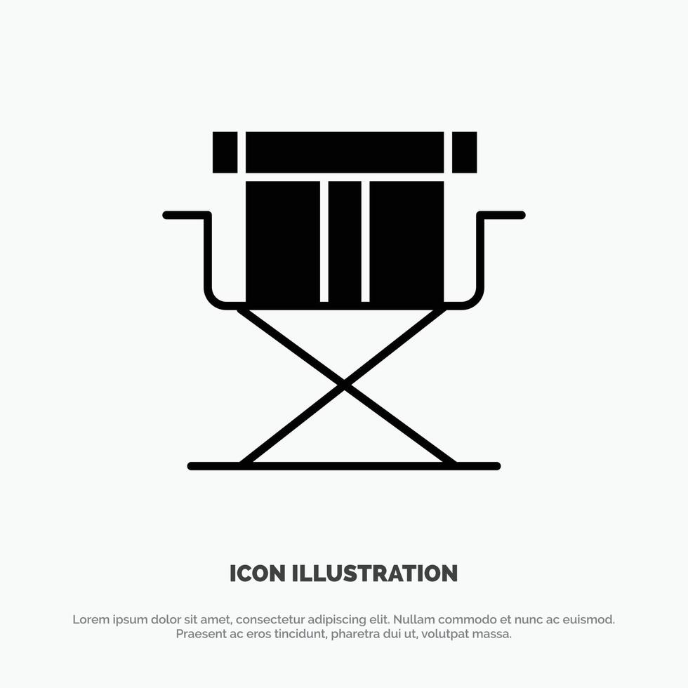 Chair Director Directors Foldable solid Glyph Icon vector