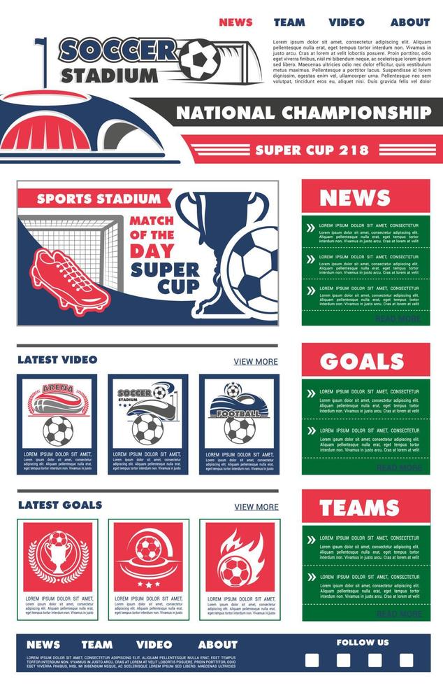 Vector web site template for soccer championship