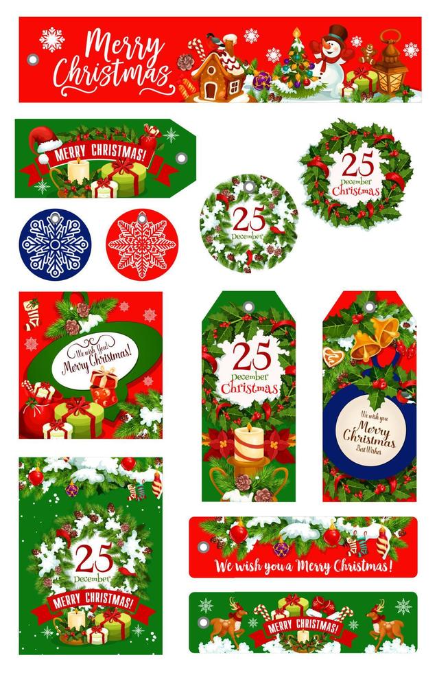 Merry Christmas holiday wish vector greeting cards