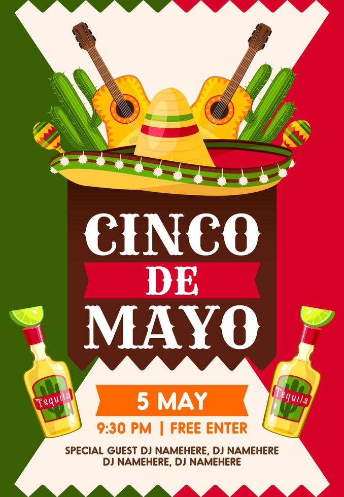 banner de fiesta de fiesta de vacaciones de cinco de mayo mexicano vector