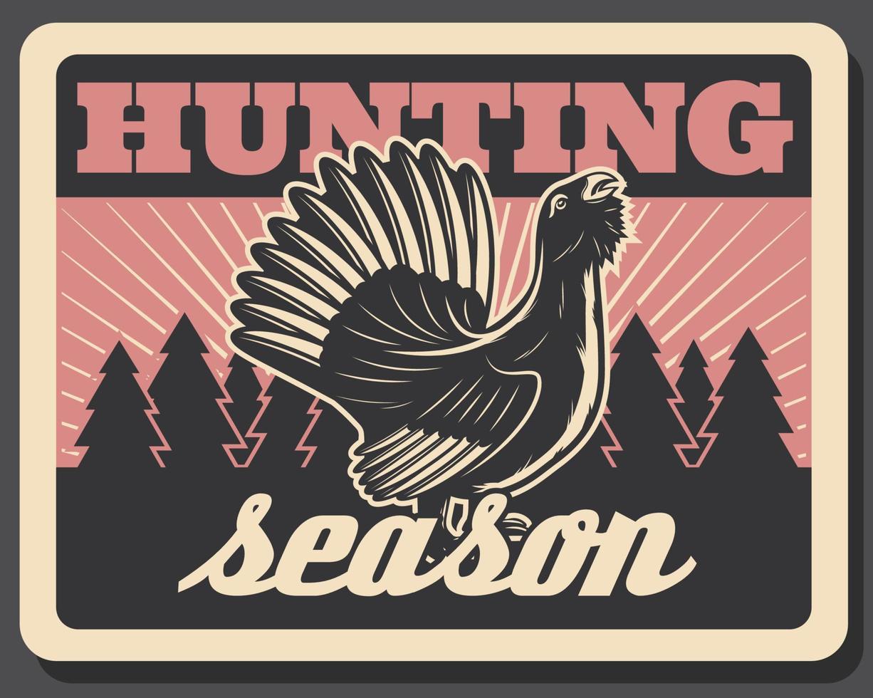 cartel retro vector blackcock para la temporada de caza