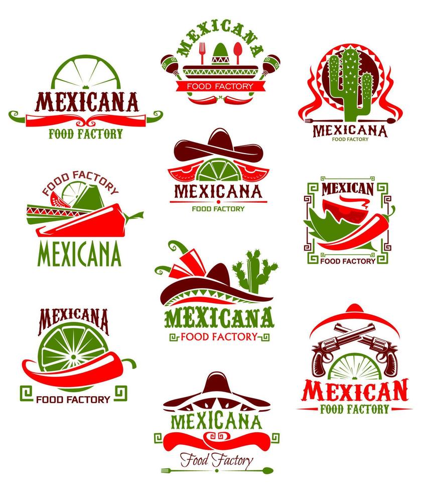 cartel de restaurante mexicano con pimienta y sombrero vector