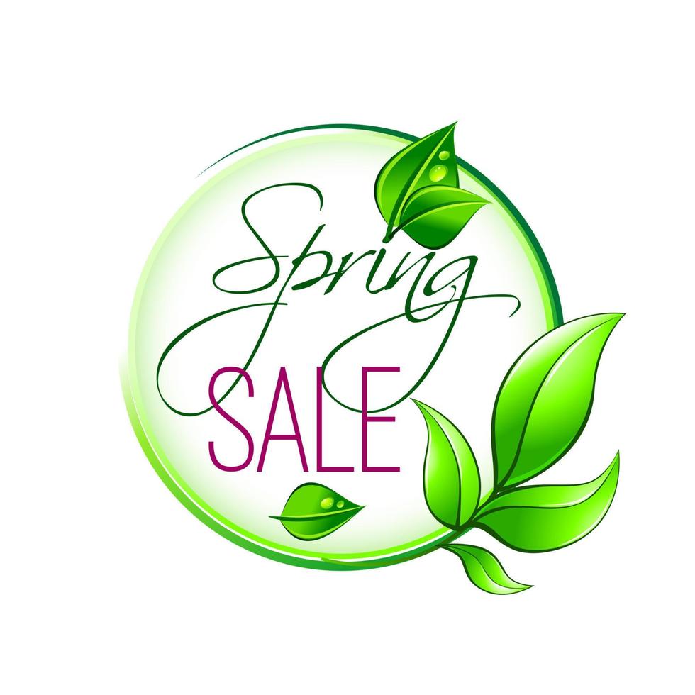 Spring time sale green leaf vector icon
