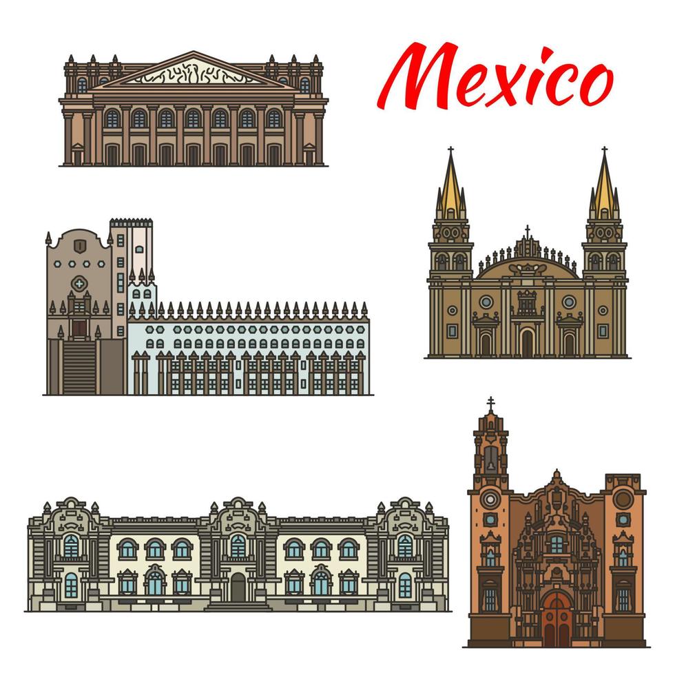 Mexican travel landmark icon for tourism design vector