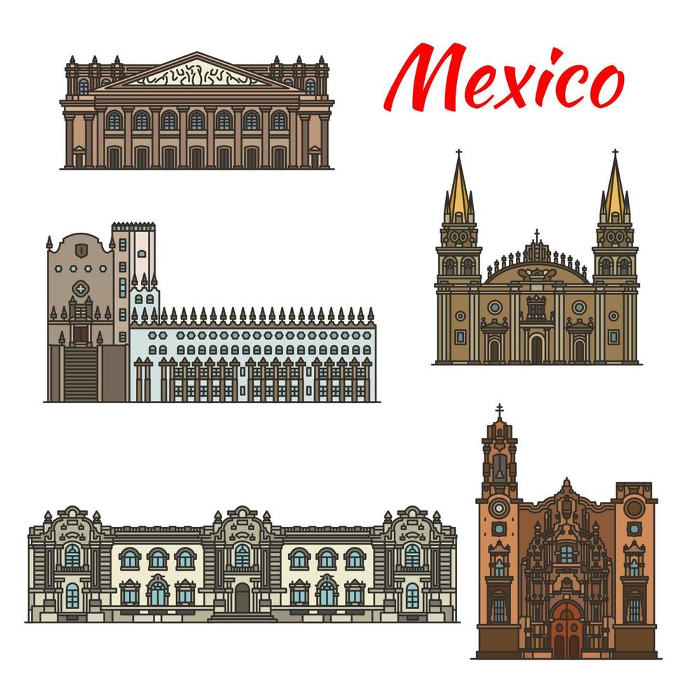 icono de punto de referencia de viaje mexicano para diseño de turismo vector