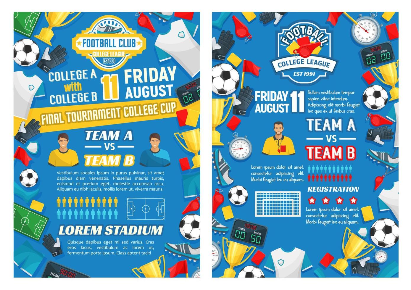 Vector posters for football or soccer sport game