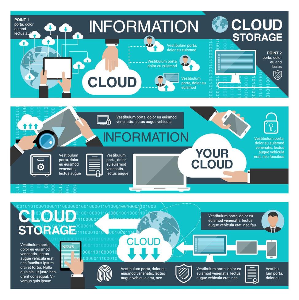 Cloud data storage and information technology vector