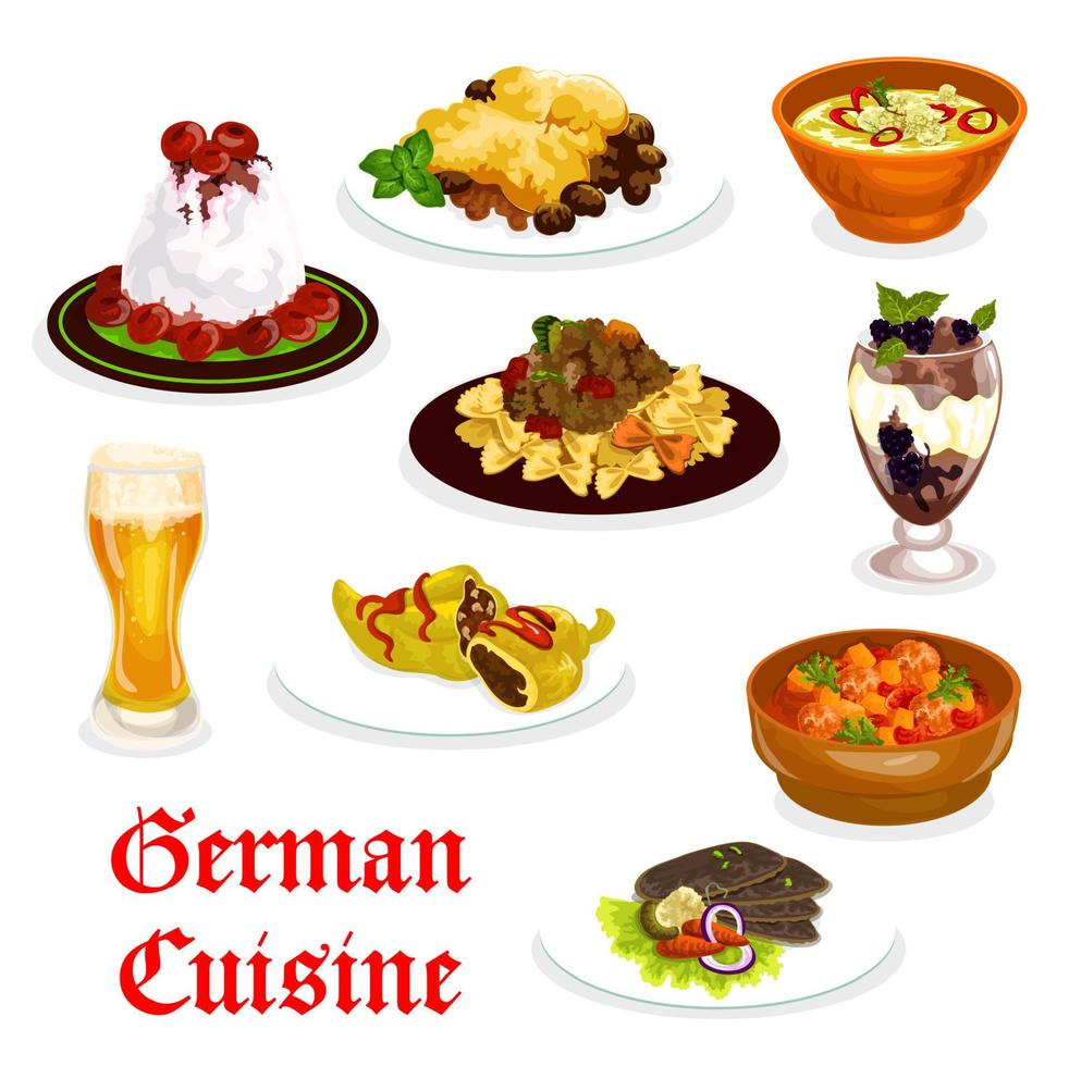 German cuisine traditional food for lunch icon vector