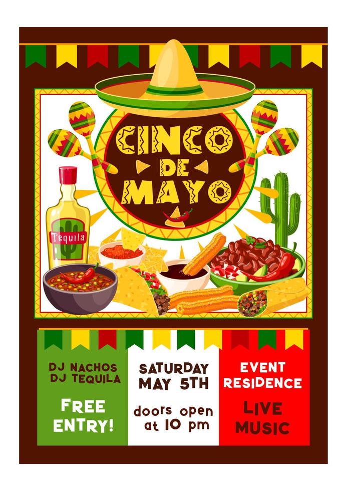 invitación de fiesta vector mexicano cinco de mayo