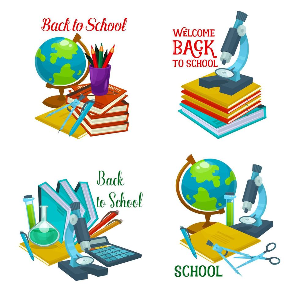 Back to school icon with education supplies vector