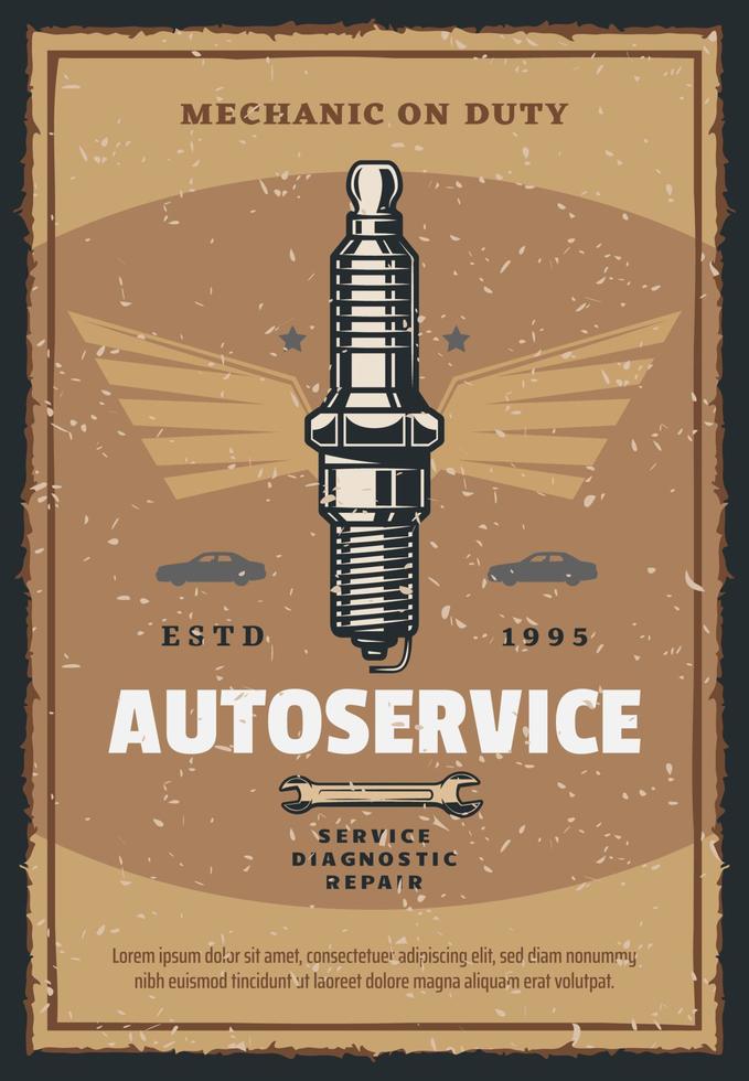 cartel vintage vectorial para el servicio de automóviles vector