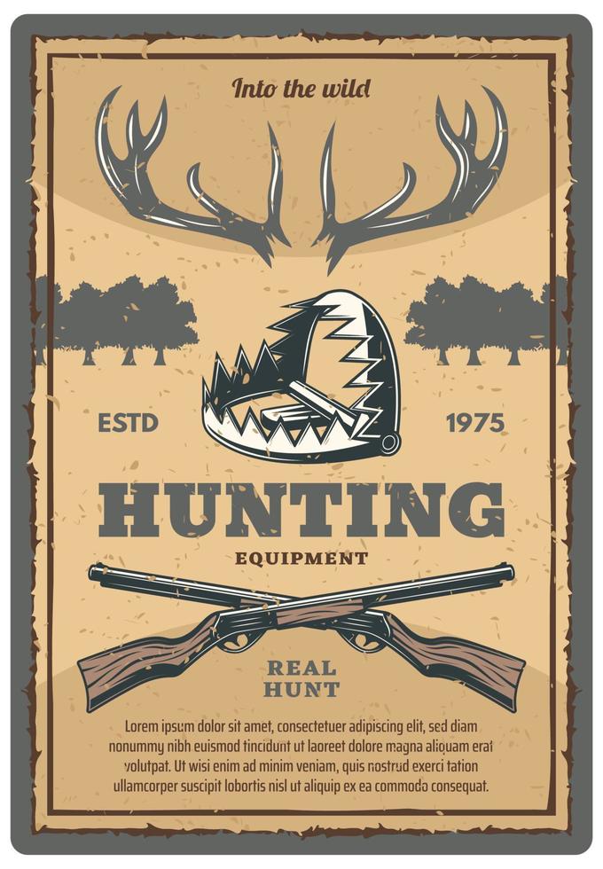 Vector vintage poster of hunting equipment