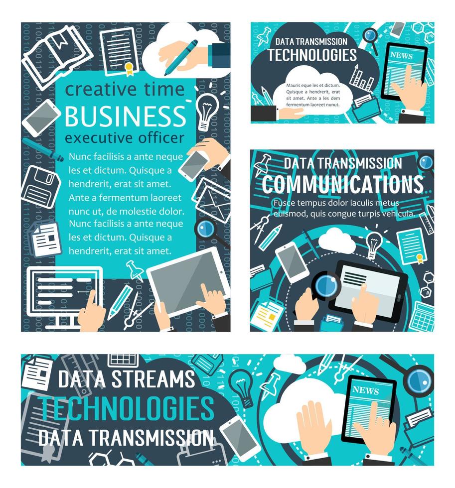 flujos de datos tecnologías vector pósters