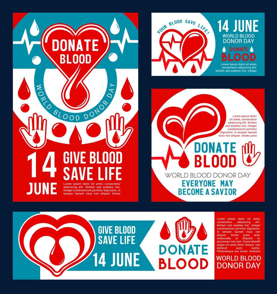 donar sangre banner del diseño del centro médico de donantes vector