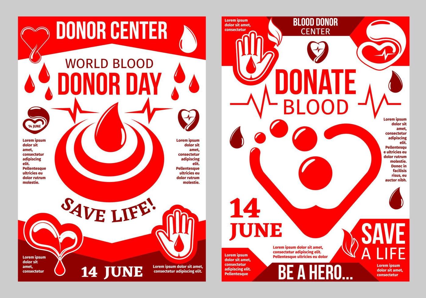 Donation blood poster for World Donor Day design vector
