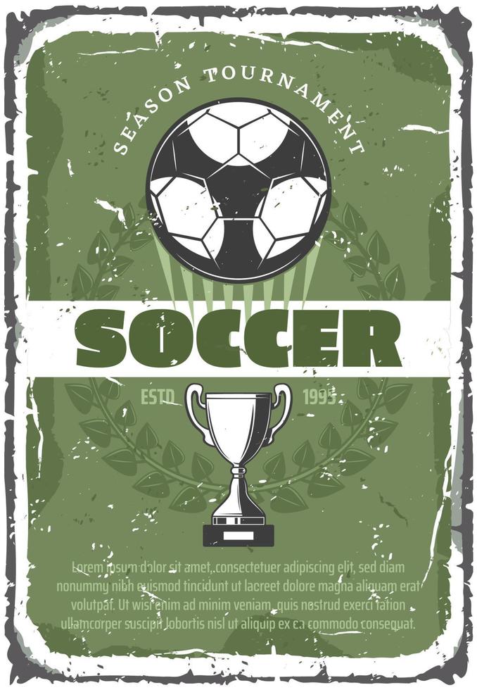 cartel retro del grunge del juego del deporte del fútbol o del fútbol vector