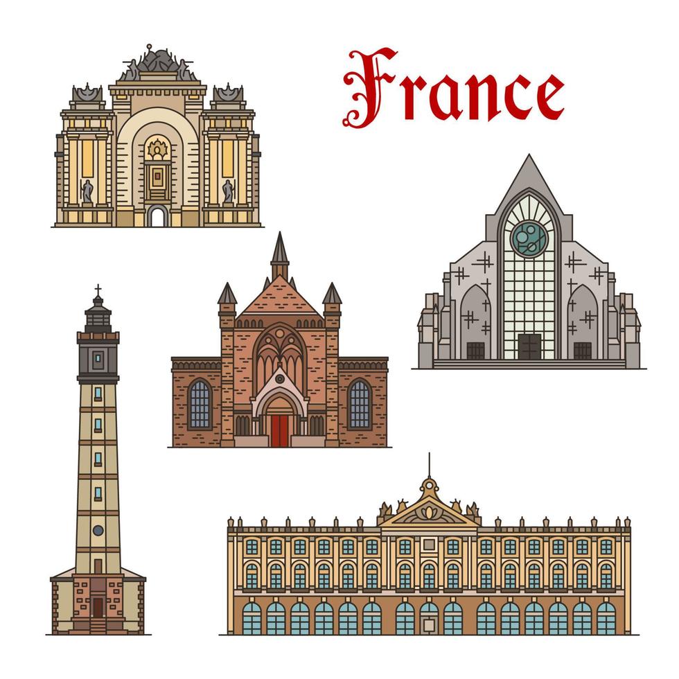 France travel landmarks vector facade buildings