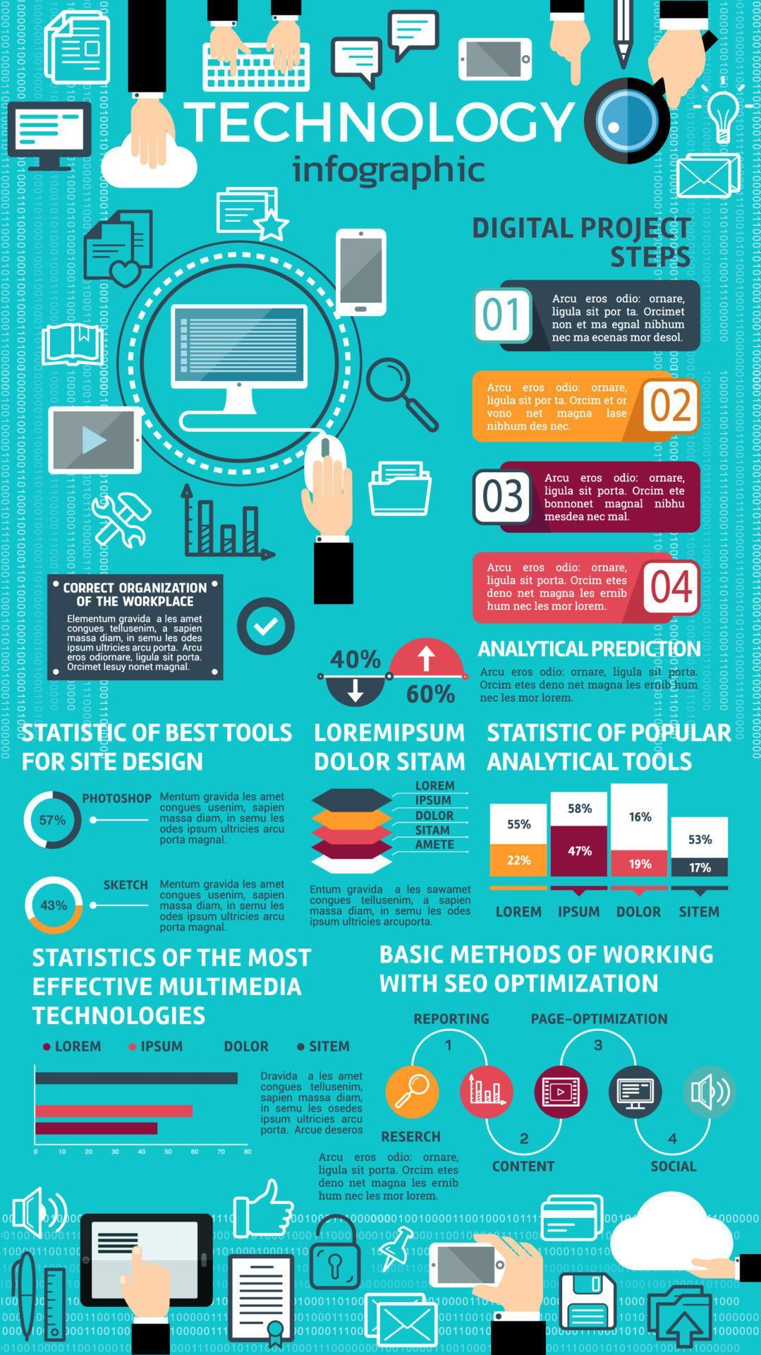 Technology infographic design with graph and chart 13177042 Vector Art