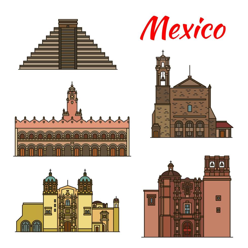 Travel landmark of Mexico and North America icon vector