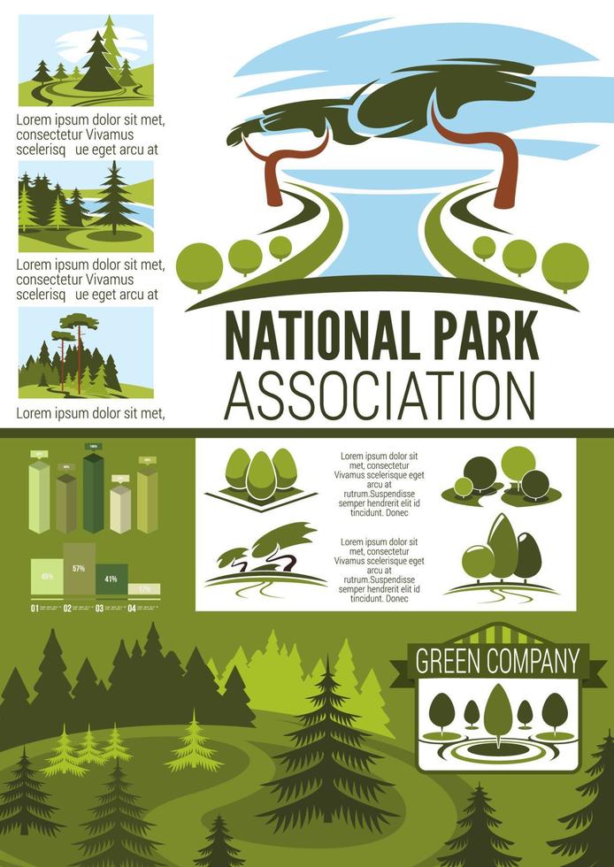 City park and garden landscape design infographic vector