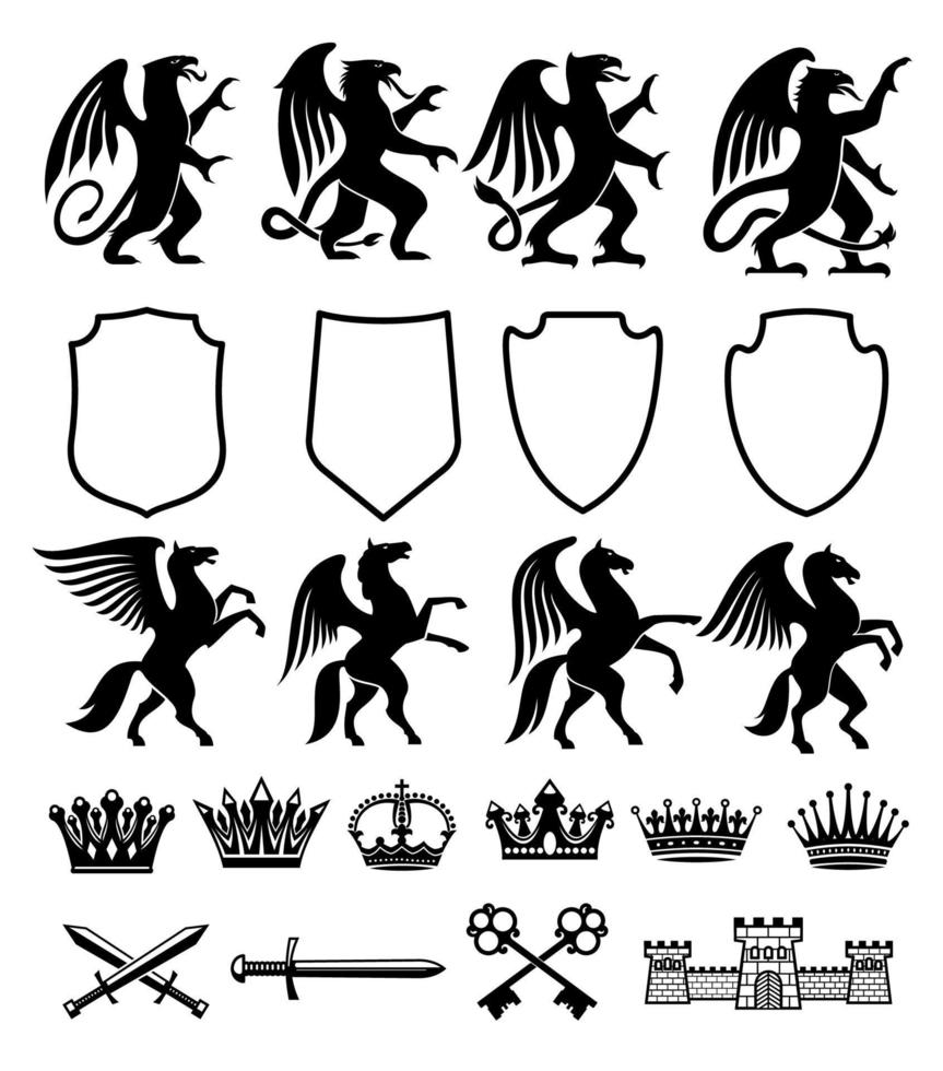 Heraldic royal animals vector isolated icons