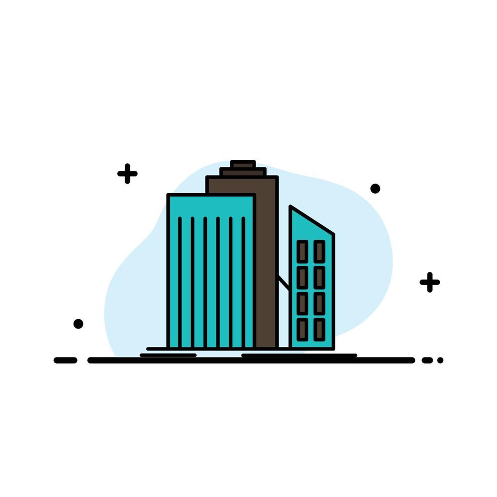 Skyscraper Architecture Buildings Business Office Real Estate  Business Flat Line Filled Icon Vector