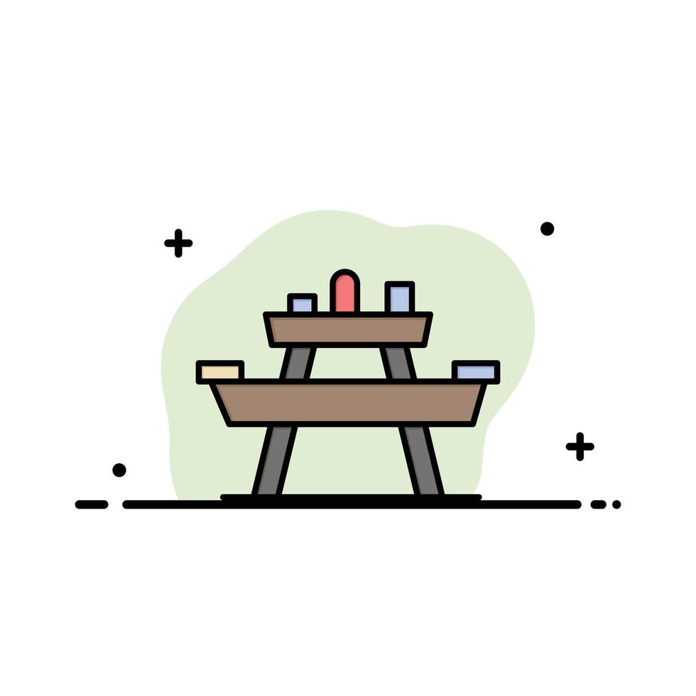 Bench Food Park Seat Picnic  Business Flat Line Filled Icon Vector Banner Template