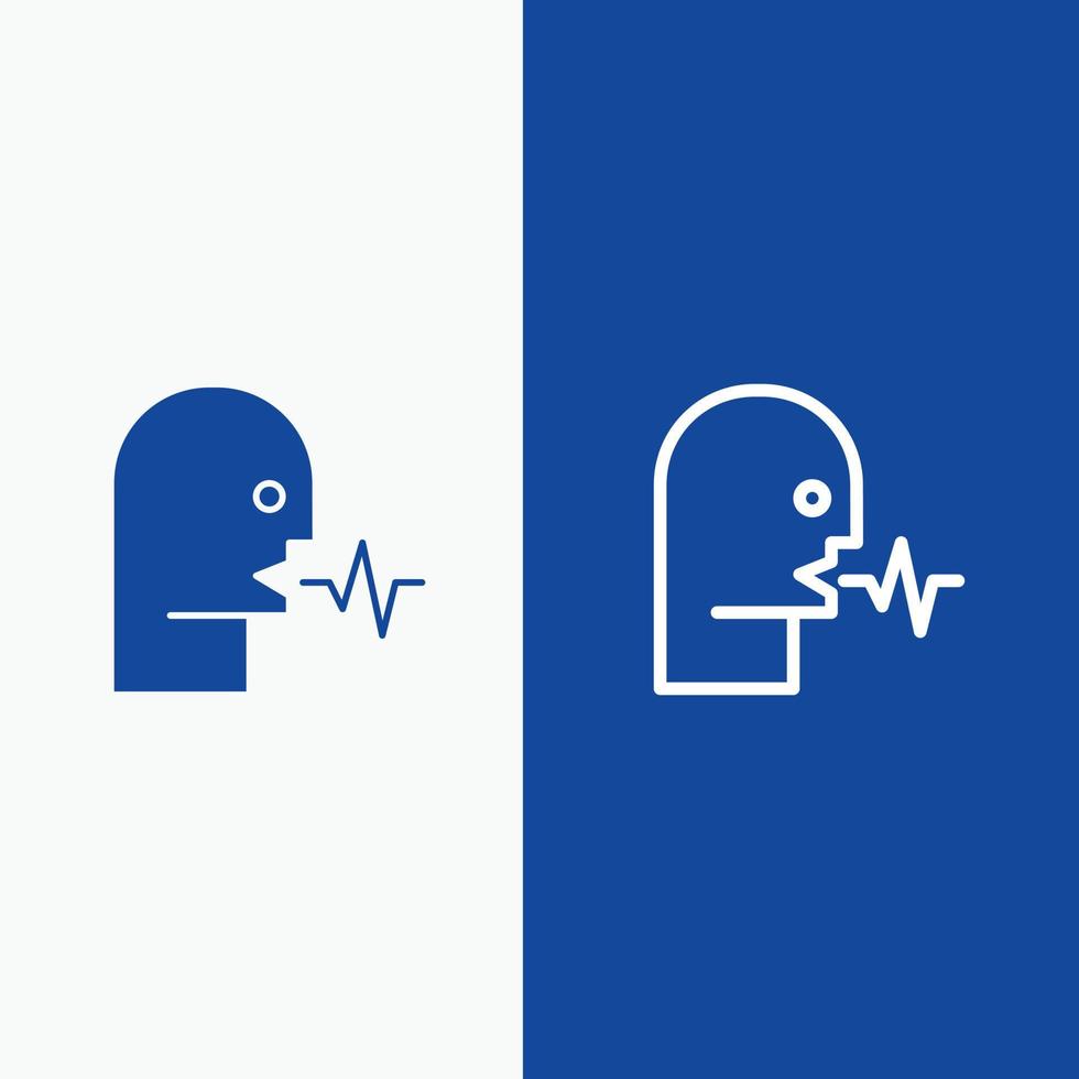 Audio Human Person Speech Talk Line and Glyph Solid icon Blue banner Line and Glyph Solid icon Blue vector