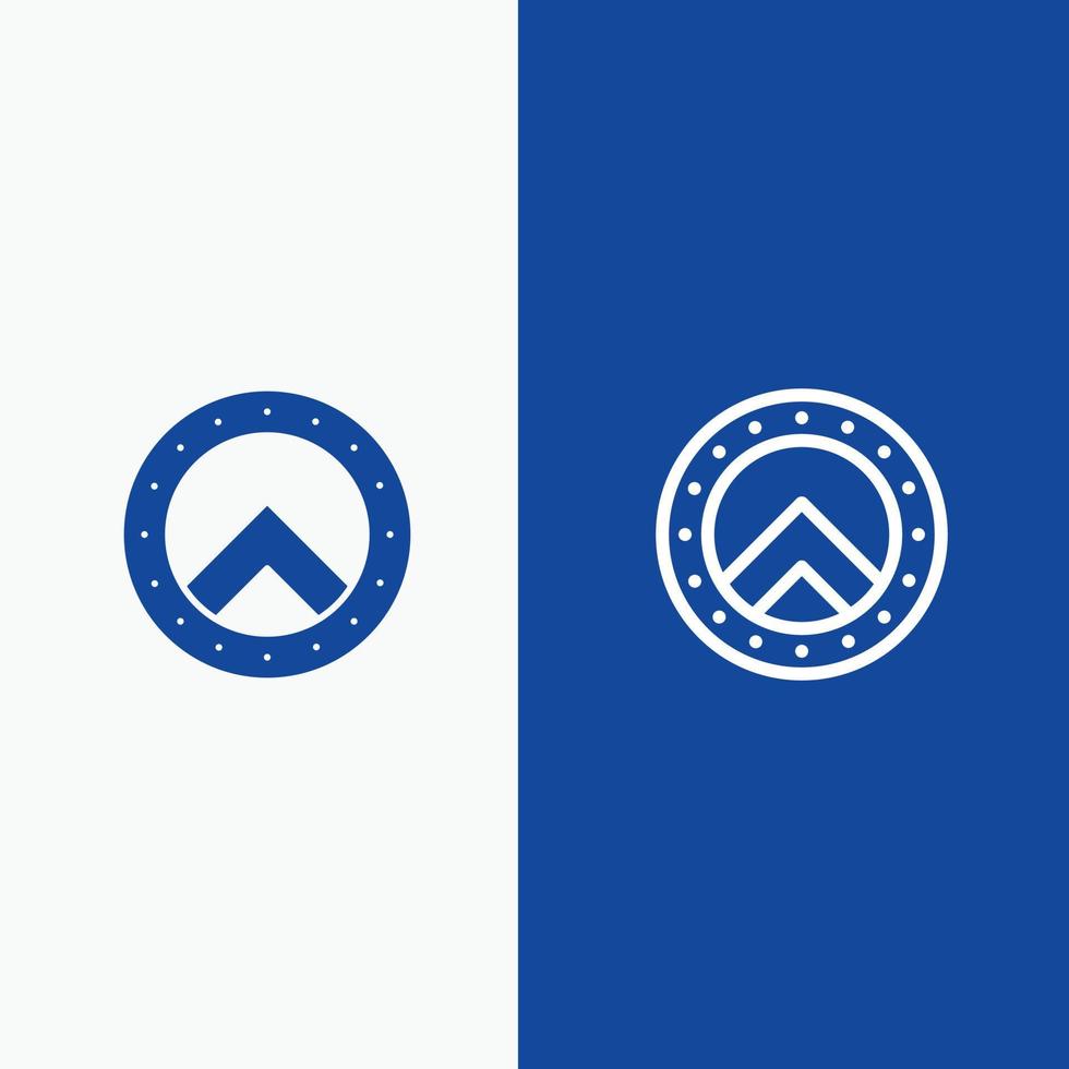 Shield Security Greece Line and Glyph Solid icon Blue banner Line and Glyph Solid icon Blue banner vector