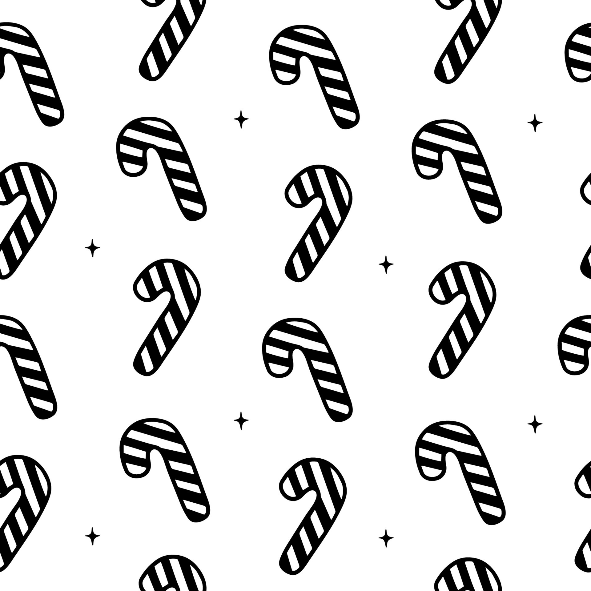 Seamless pattern with Christmas candy cane caramel. Black and white X