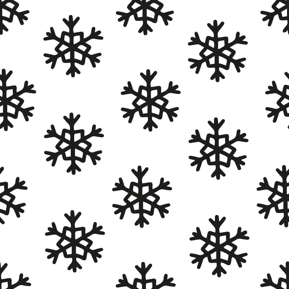 patrón transparente simple copo de nieve blanco y negro. papel tapiz abstracto, decoración envolvente. símbolo de invierno, feliz navidad, feliz año nuevo celebración ilustración vectorial vector