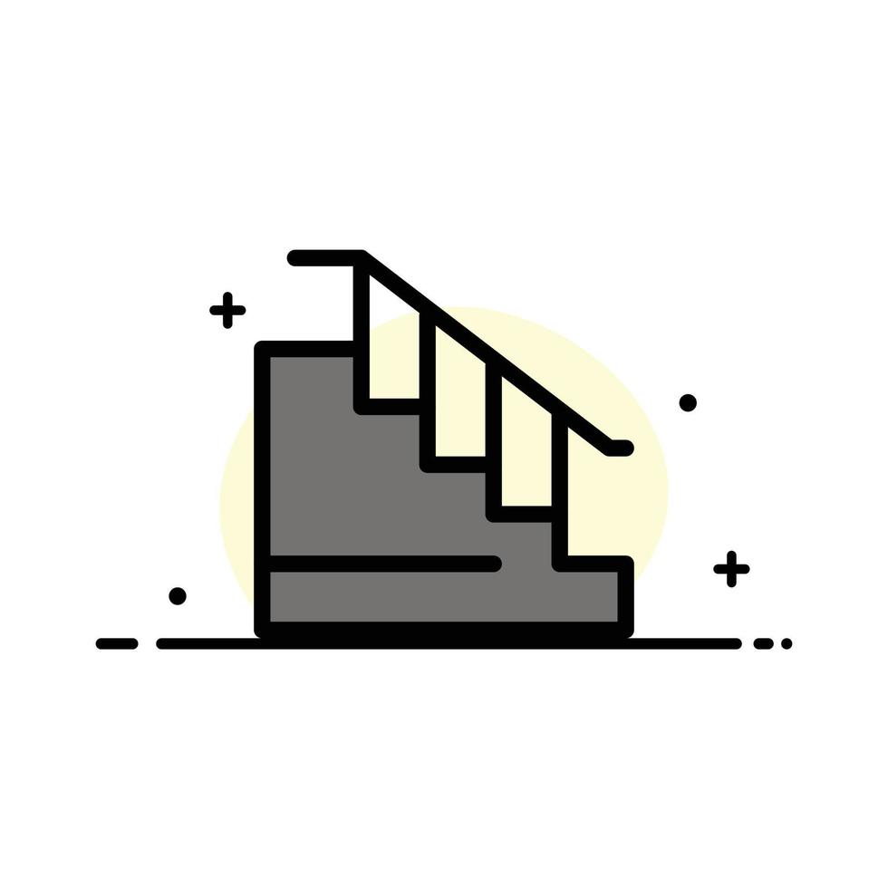 construcción abajo casa escalera negocio línea plana icono lleno vector banner plantilla