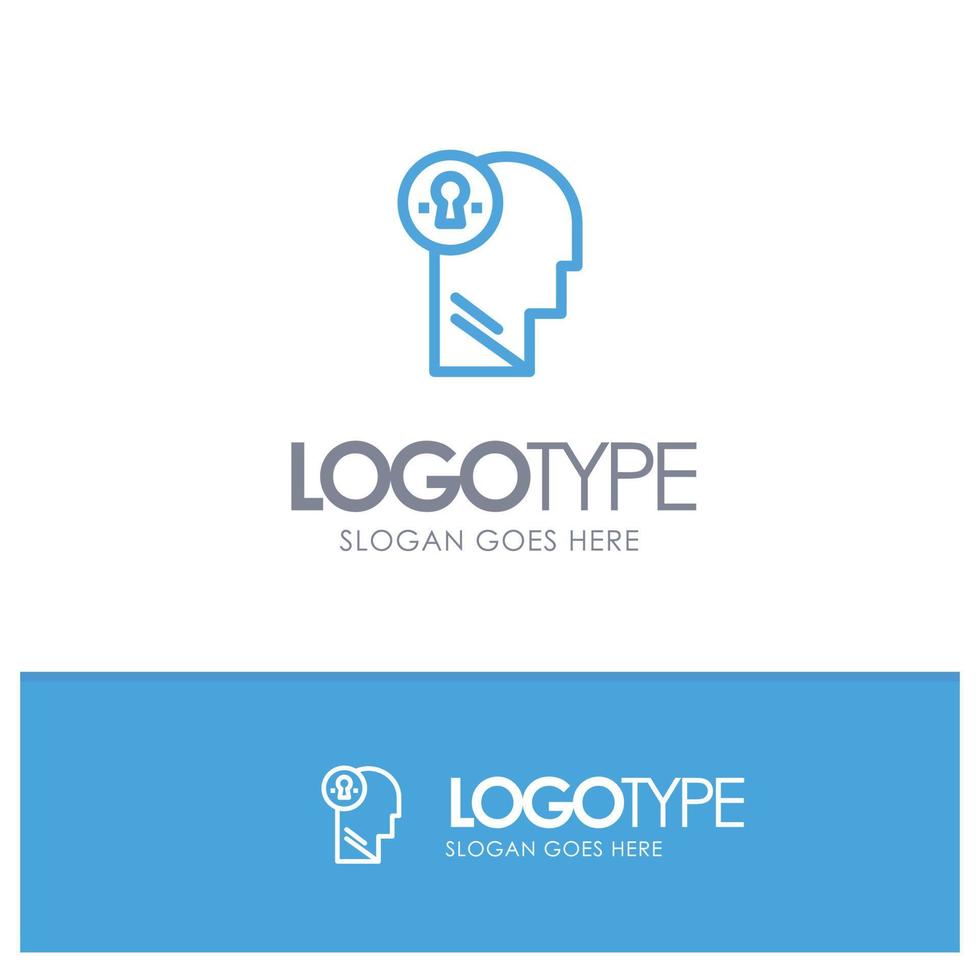 cabeza de negocio idea mente pensar contorno azul logotipo lugar para eslogan vector