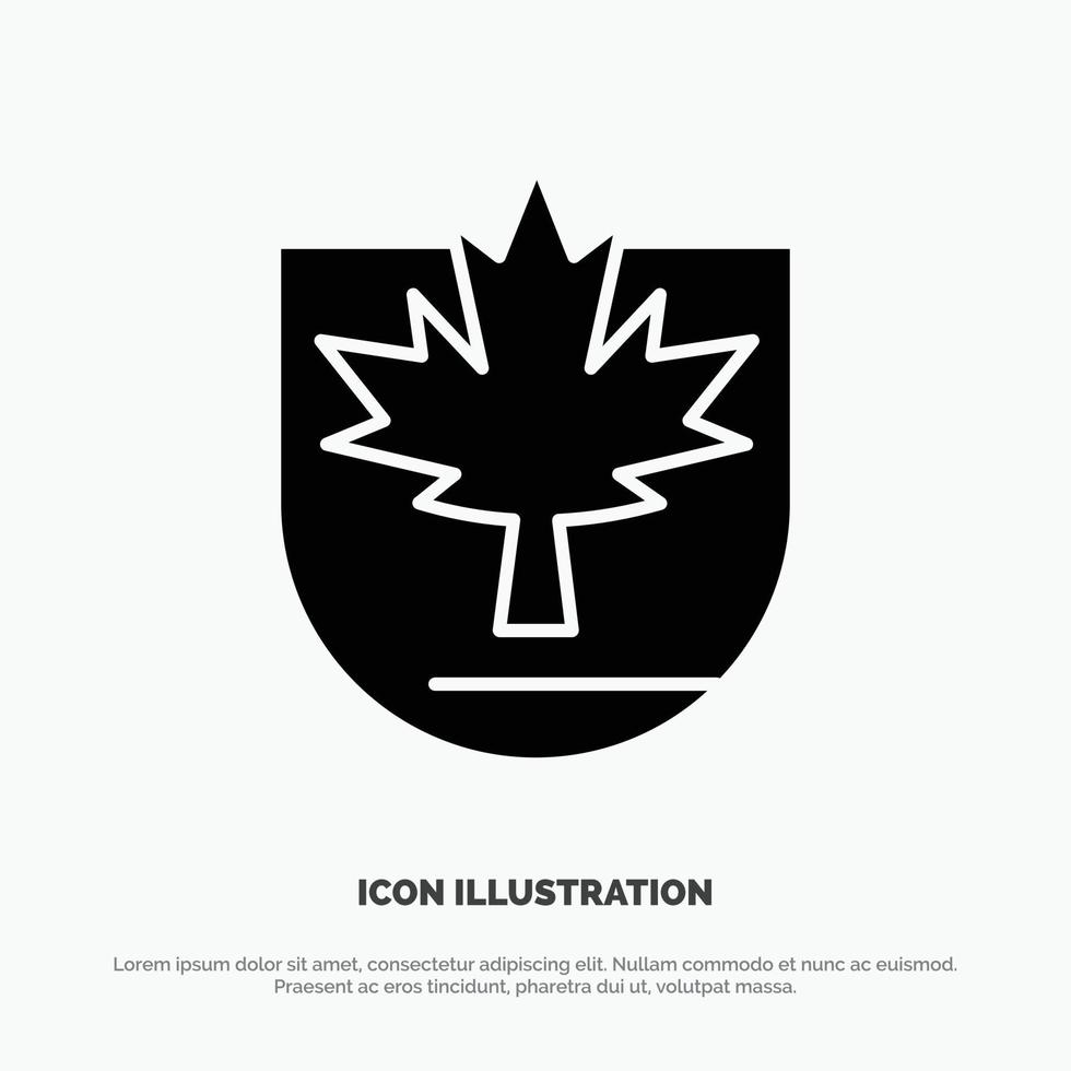 vector de icono de glifo sólido de escudo de canadá de hoja de seguridad