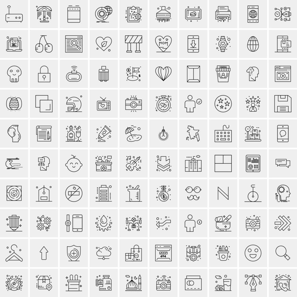 Pack of 100 Universal Line Icons for Mobile and Web vector