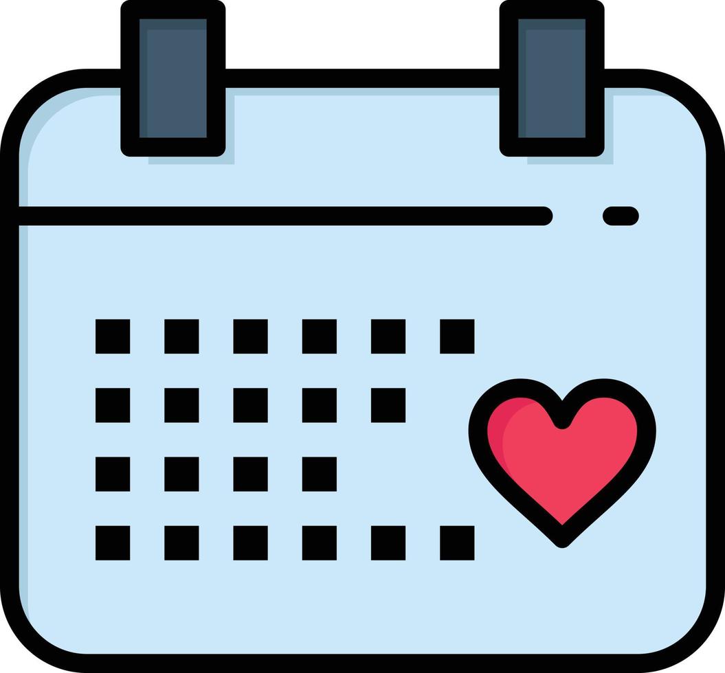 calendario día amor boda color plano icono vector icono banner plantilla
