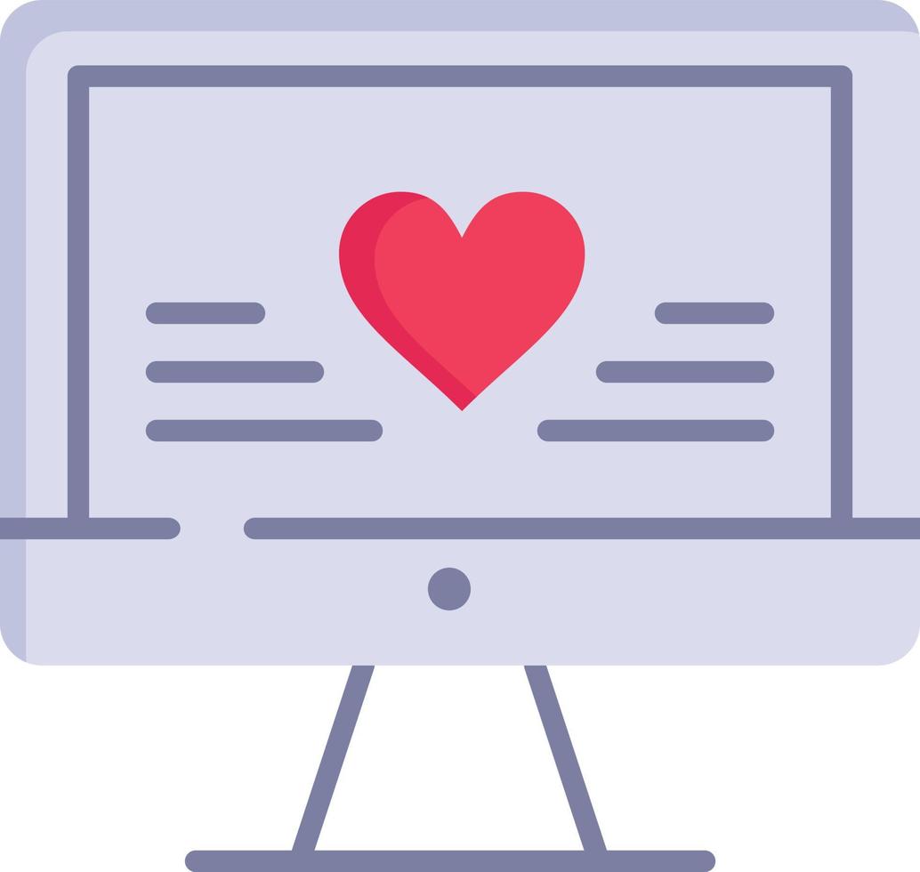Computer Love Heart Wedding  Flat Color Icon Vector icon banner Template