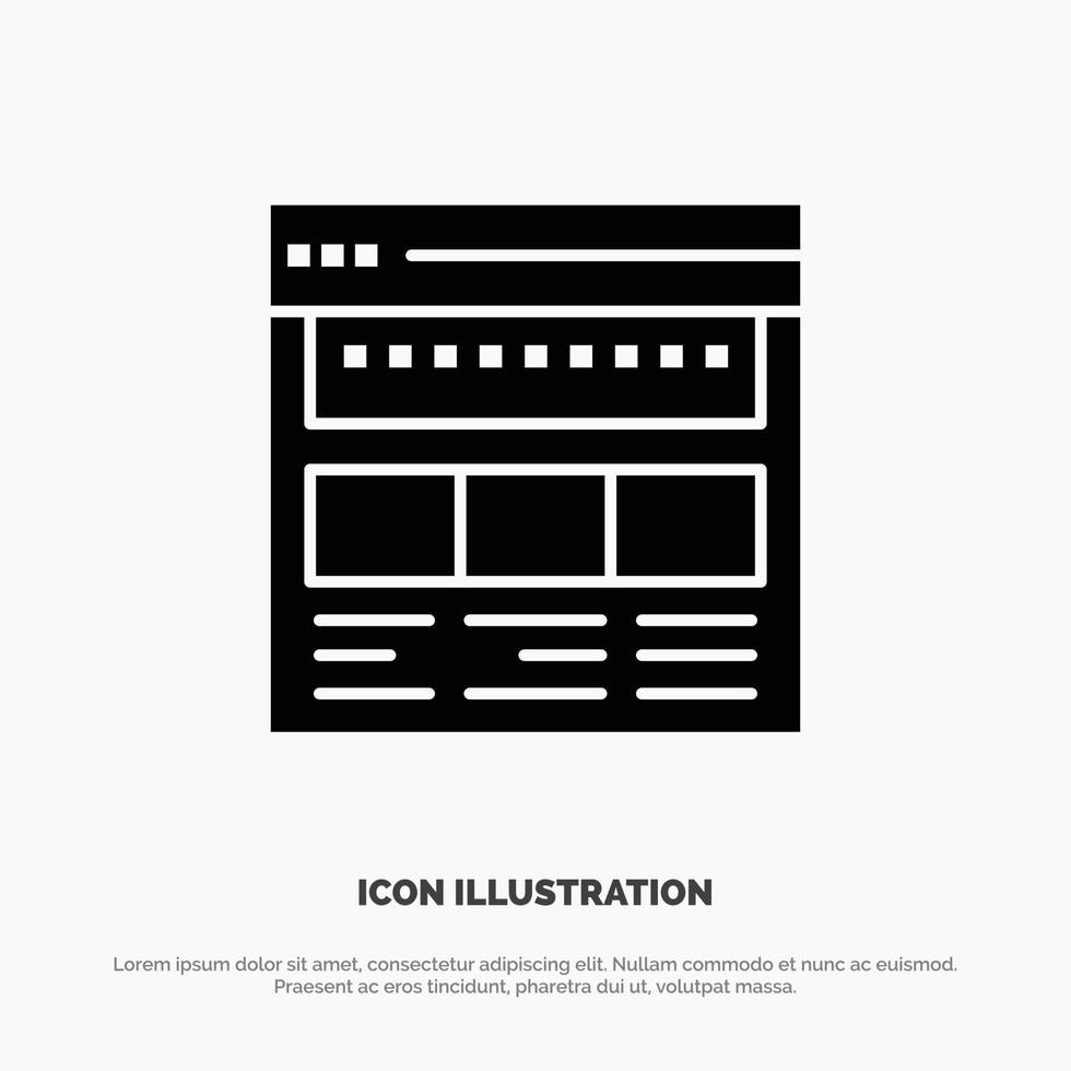 Website Browser Business Corporate Page Web Webpage solid Glyph Icon vector