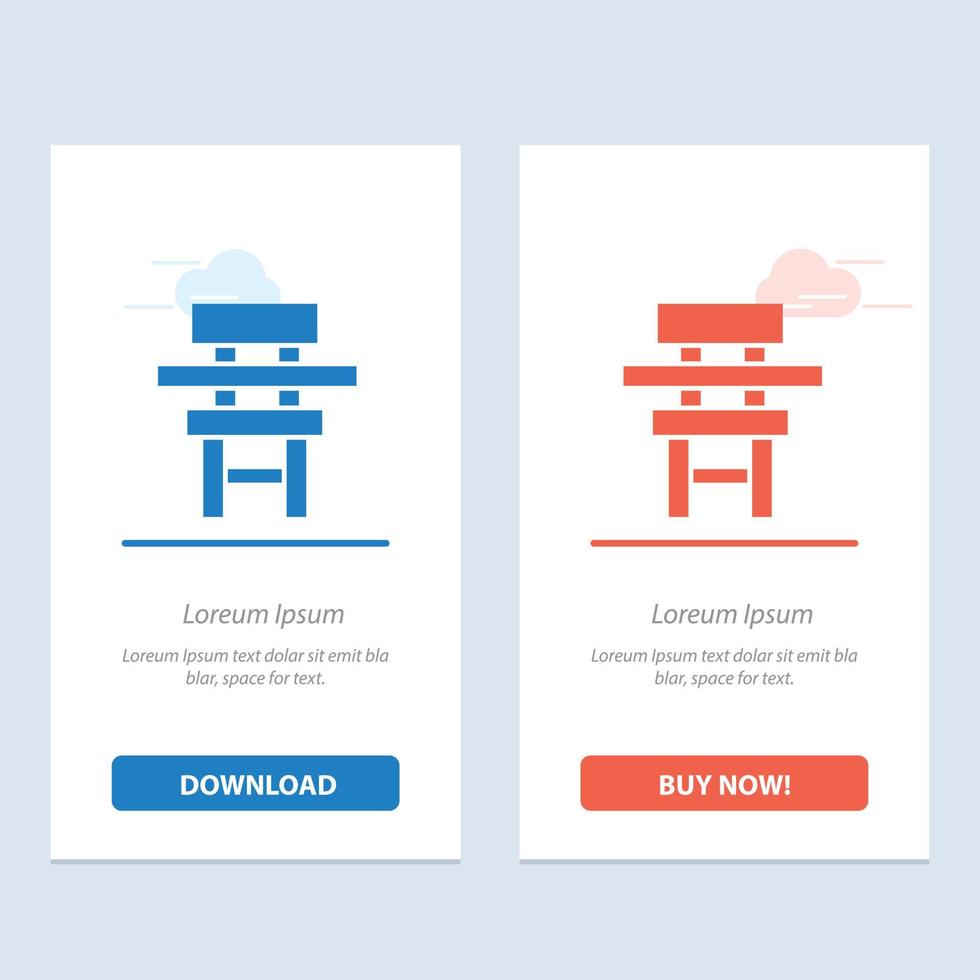 Chair Class Desk Education Furniture  Blue and Red Download and Buy Now web Widget Card Template vector