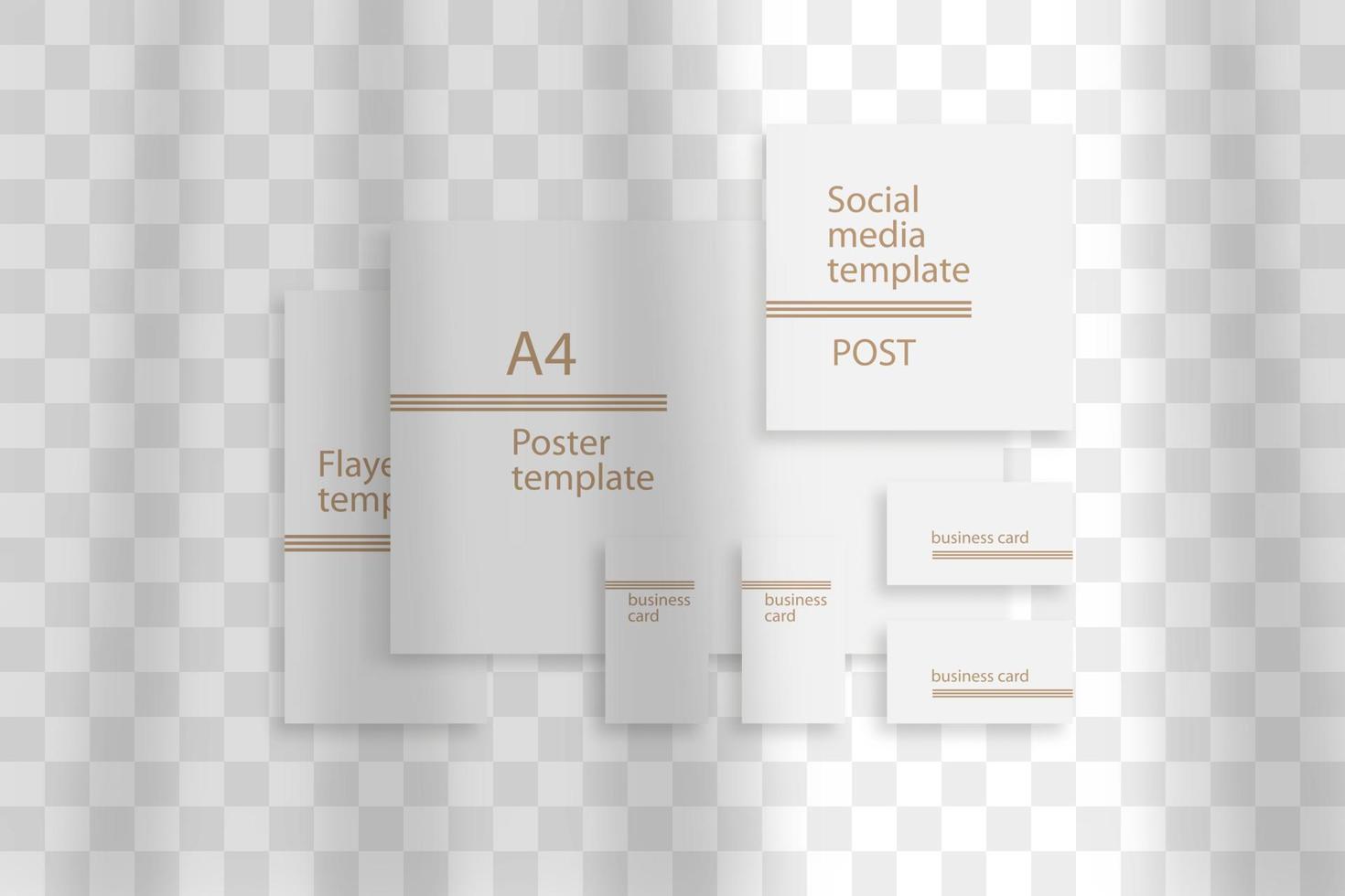 Stationery business branding mockup in realism style with transparent shadow light effect overlay. Mesh grid. Presentation your design card, poster, stories vector