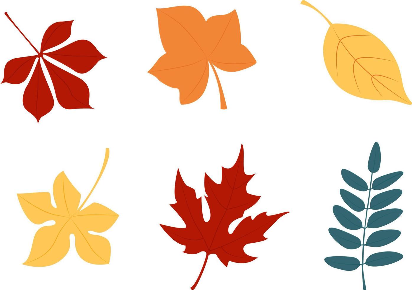 conjunto de vectores aislados de hojas de otoño