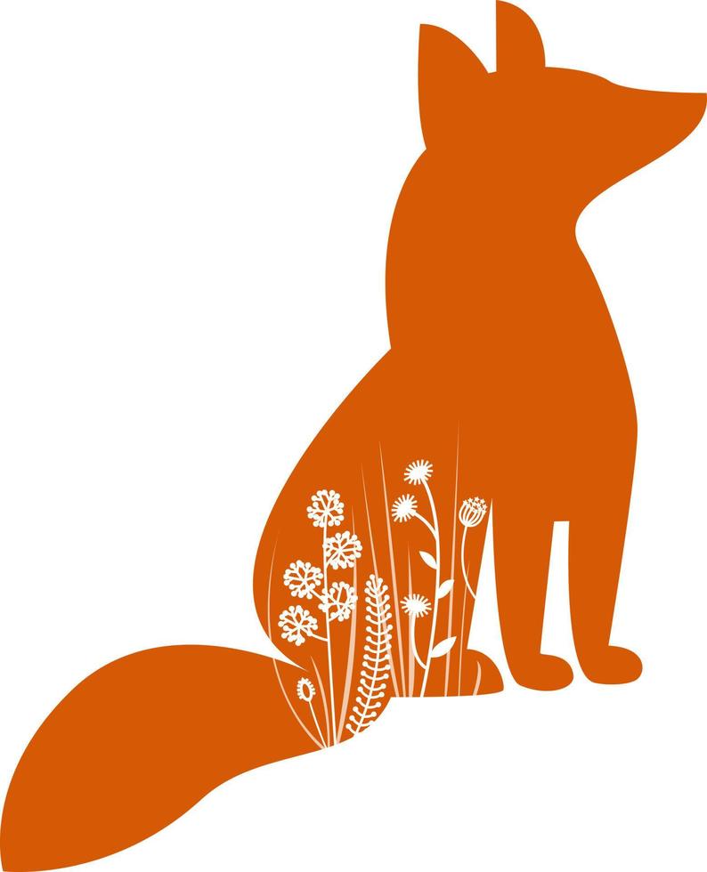 Floral fox pictogram vector