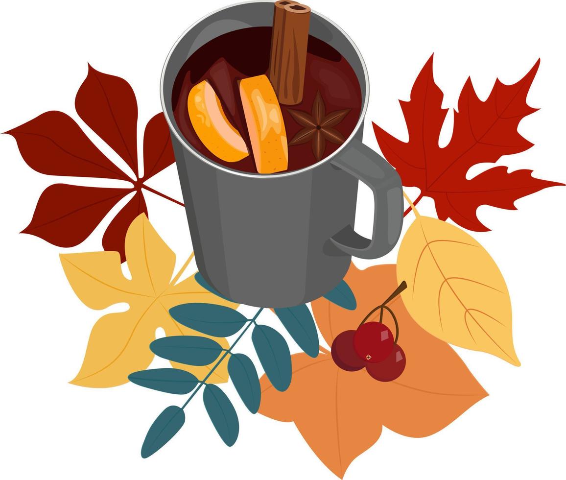 Still life with mulled wine vector illustration