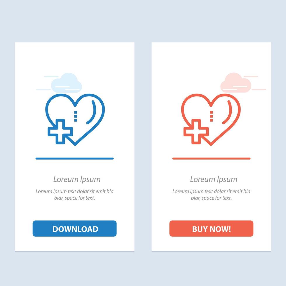 Heart Love Add Plus  Blue and Red Download and Buy Now web Widget Card Template vector