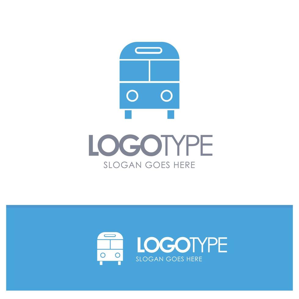 Auto Bus Deliver Logistic Transport Blue Solid Logo with place for tagline vector