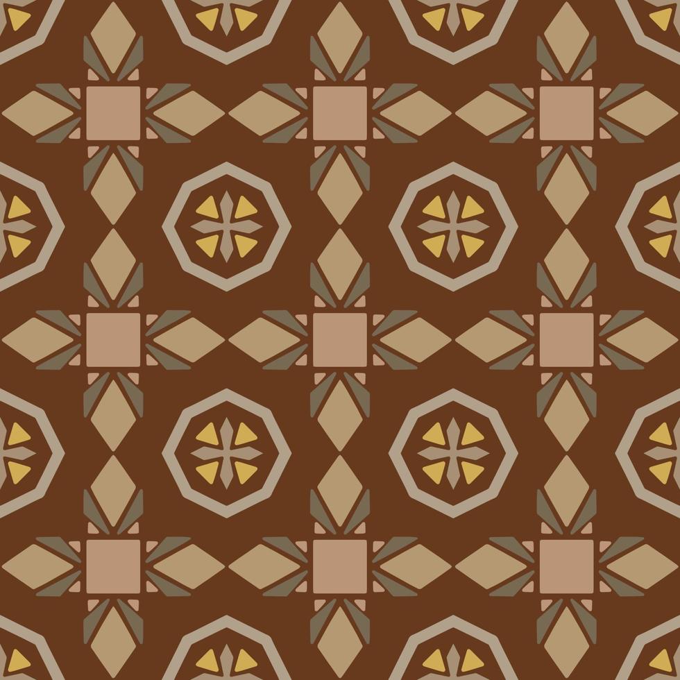 Brown Geometric Seamless Pattern with Tribal Shape. Pattern designed in Ikat, Aztec, Moroccan, Thai, Luxury Arabic Style. Ideal for Fabric Garment, Ceramics, Wallpaper. Vector Drawing Pattern