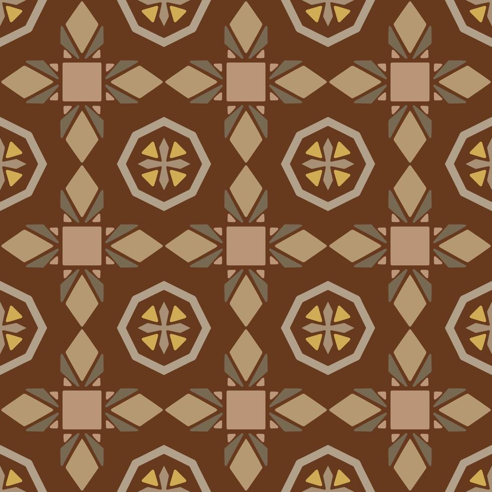 Brown Geometric Seamless Pattern with Tribal Shape. Pattern designed in Ikat, Aztec, Moroccan, Thai, Luxury Arabic Style. Ideal for Fabric Garment, Ceramics, Wallpaper. Vector Drawing Pattern