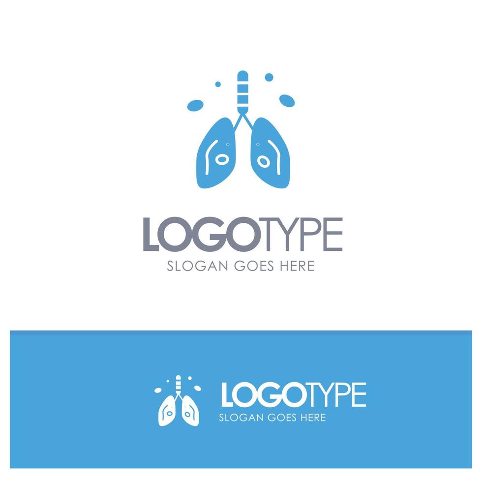 Pollution Cancer Heart Lung Organ Blue Solid Logo with place for tagline vector