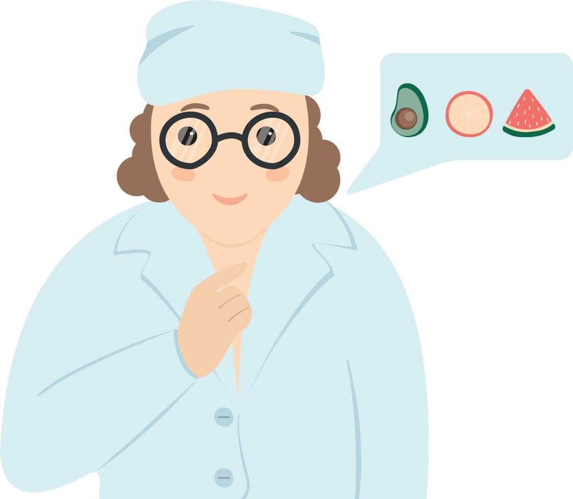 cartoon doctor nutritionist in glasses vector