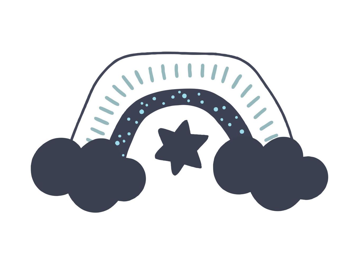 The rainbow is boho blue. For decoration of childrens rooms and holidays. Vector modern style
